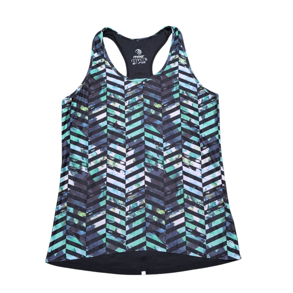 MPG Racerback Tank Top Dri‎ fit Chevron Leaf Print Pattern Size Medium